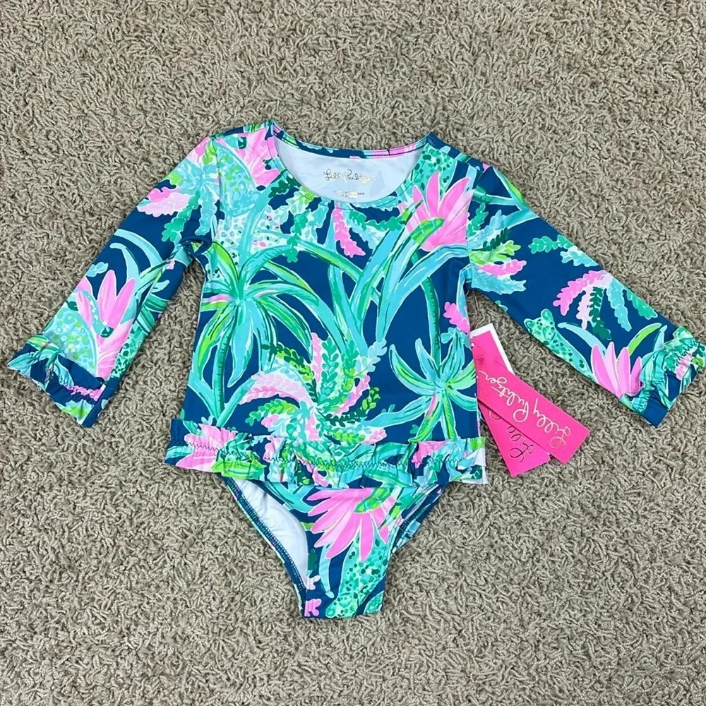 NWT Lilly Pulitzer macaw blue sweet escape Margo UPF 50 rashguard sz 2